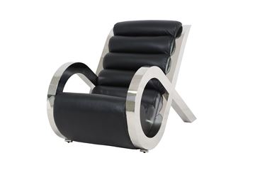 Vilstol Läder/Stainless Art deko chair Onyx black.